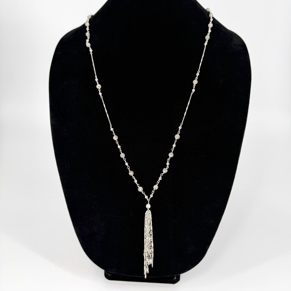 Tallulah Necklace – Silver Tassel Necklace | 37” Long | A. Marie Jewelry